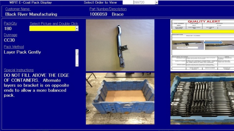 WIPIT software - e-coat pack display with packing instructions